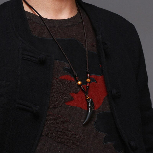 Obsidian Werewolf Tooth Necklace - Monster Treasures