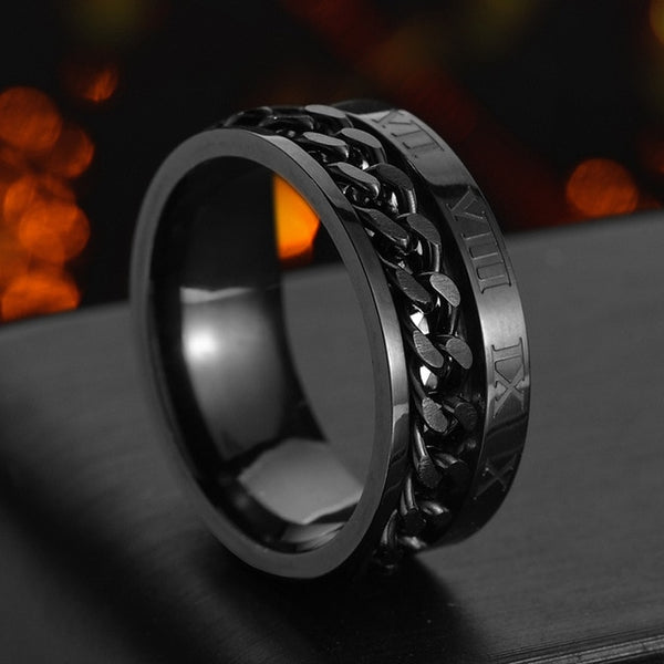 Letdiffery Cool Stainless Steel Rotatable Men Ring High Quality Spinner Chain Punk Women Jewelry for Party Gift - Dragon Treasures