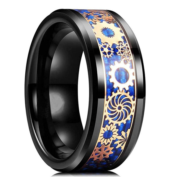 FDLK   8 Colors 8mm Men&#39;s Stainless Steel Dragon Ring Inlay Red Green Black Carbon Fiber Ring Wedding Band Jewelry Size 6-13 - Dragon Treasures