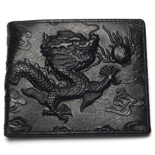 Chinese Dragon Leather Wallet - Dragon Treasures