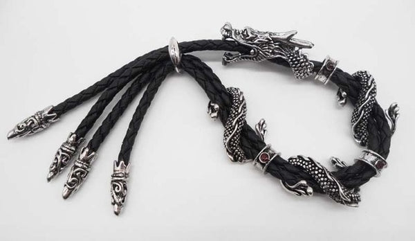 Leather Rope Dragon Bracelet (Adjustable) - Dragon Treasures
