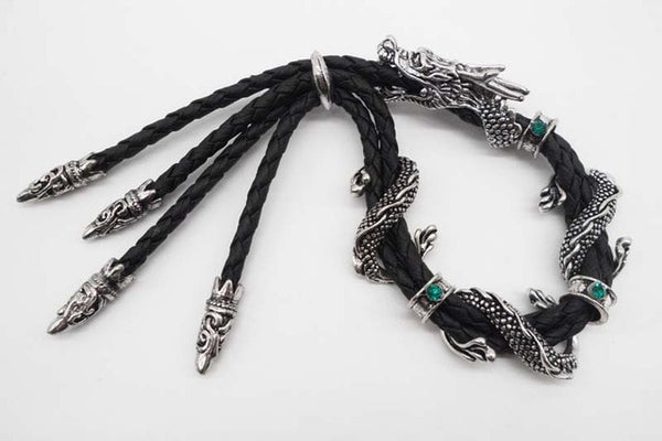 Leather Rope Dragon Bracelet (Adjustable) - Dragon Treasures