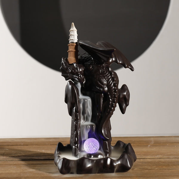 Dragon Backflow Incense Burner With LED Ball - Dragon Treasures